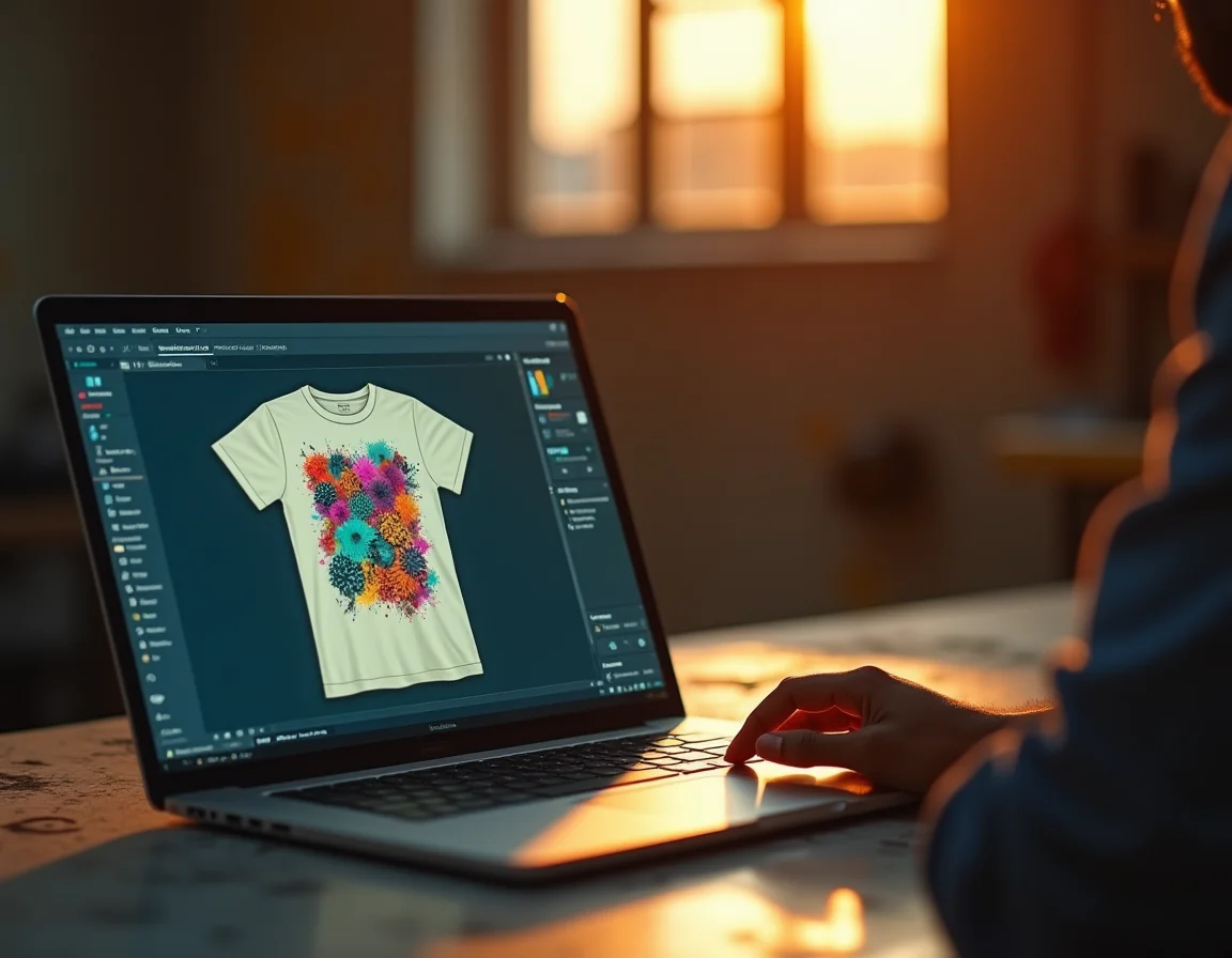 DTG printer showing white ink cartridge and printing process on plain t-shirts