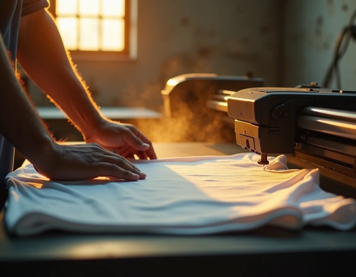 Comparison of DTG printing setup showing proper settings for light and dark garments