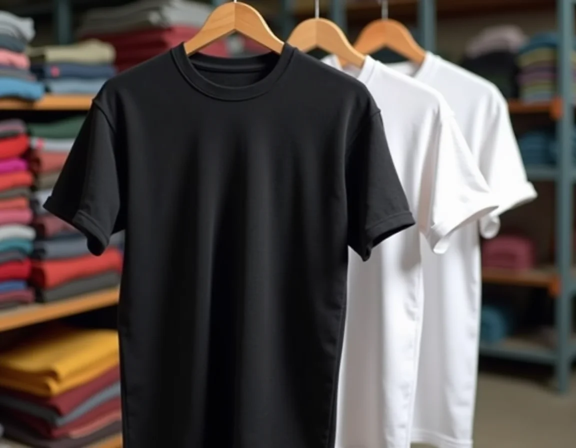 240 GSM drop-shoulder oversized t-shirts stacked in black white and maroon colors showing consistent quality from Sale91.com manufacturer