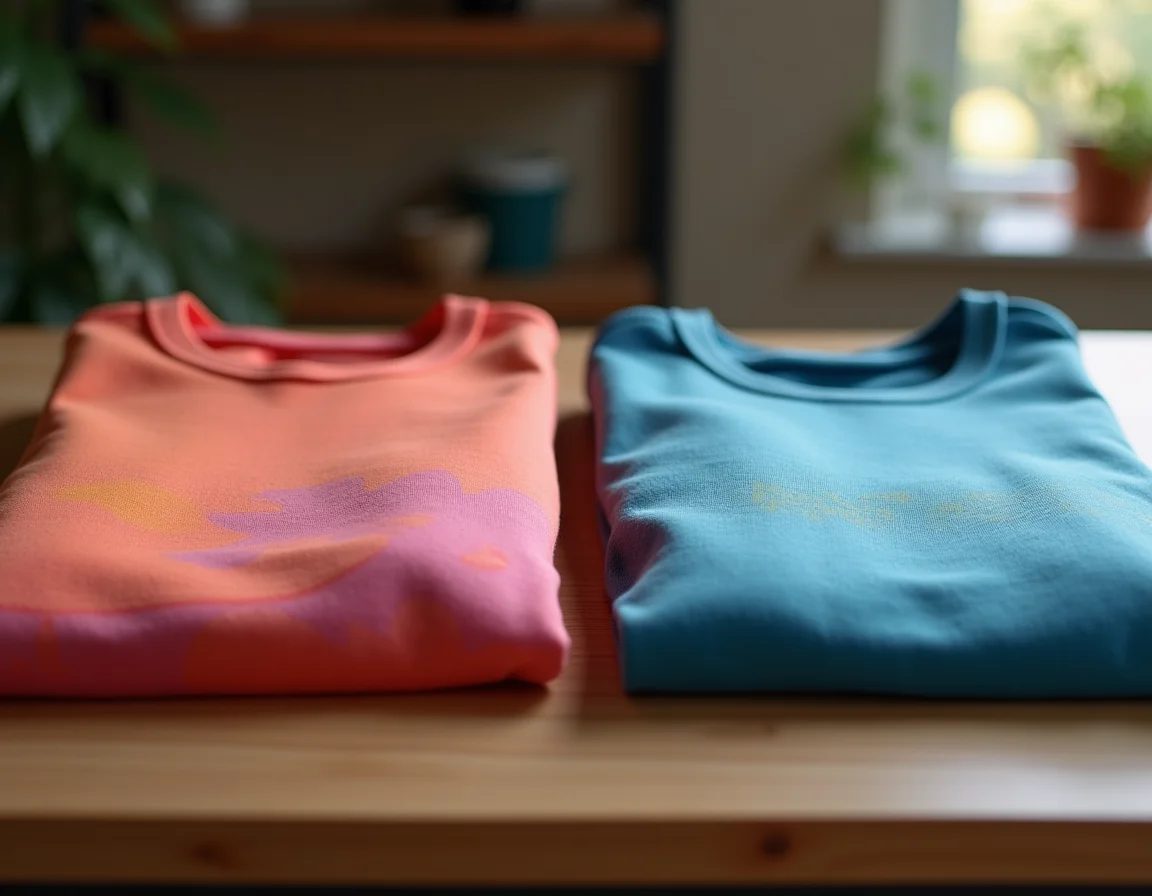 DTG printing process showing ink absorption differences between tri-blend and cotton fabrics