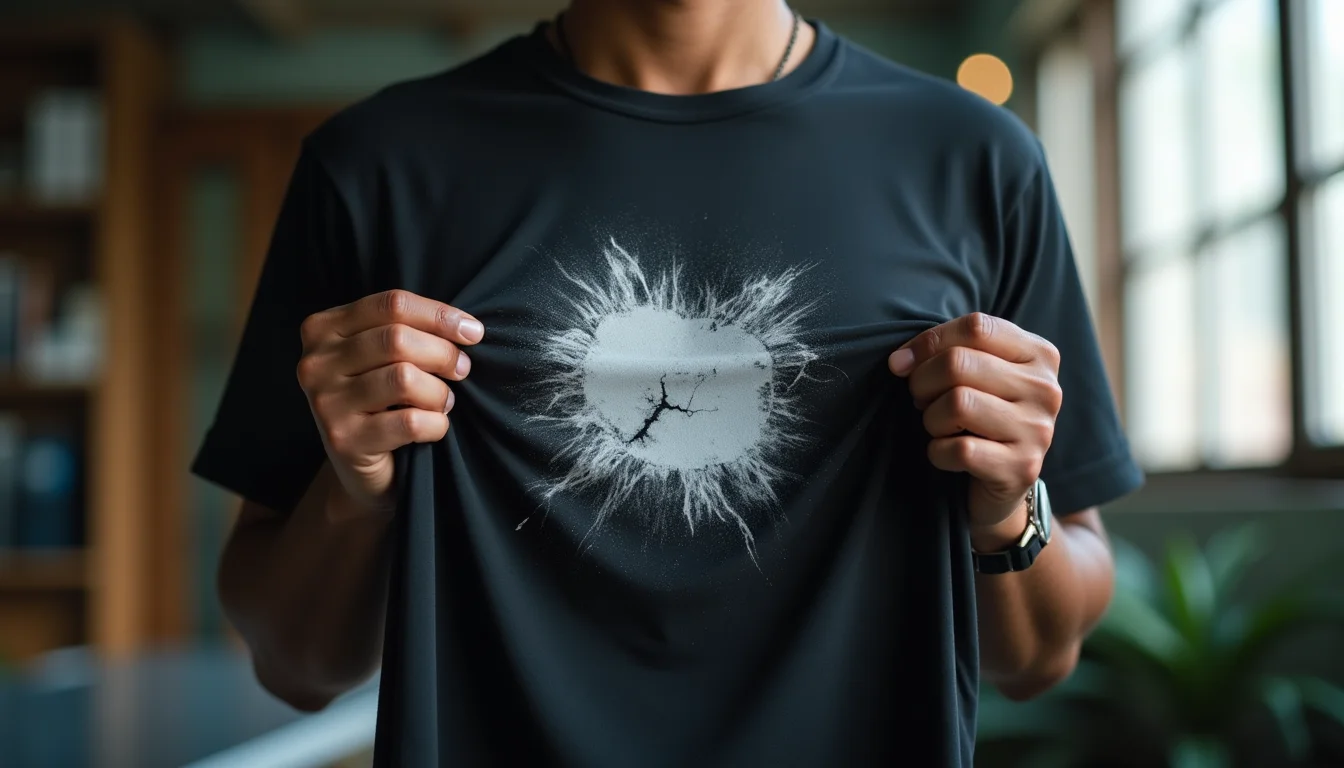 DTG print cracking on black t-shirt due to incorrect printing technique