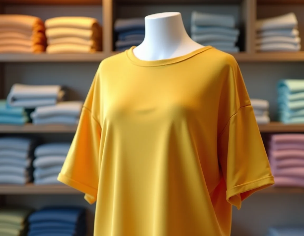 Side by side comparison of printed designs on regular vs drop shoulder t-shirts