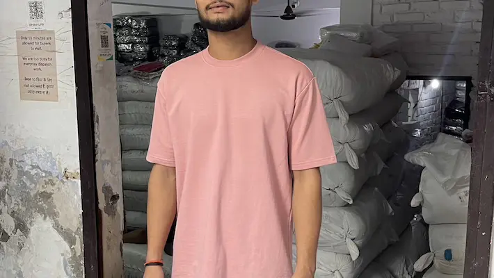 Rose Pink 240 GSM Drop Shoulder T-Shirt