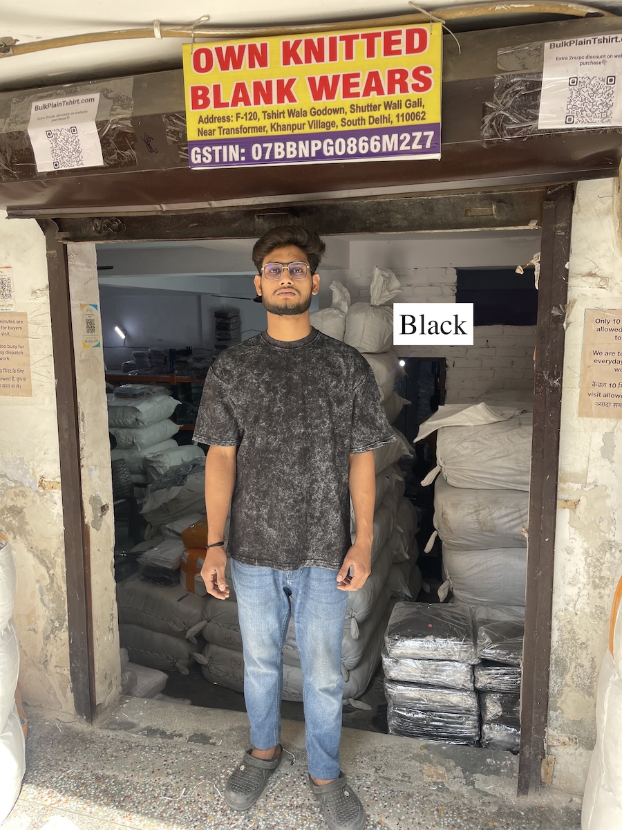 Black Acid Wash T-Shirt Front View