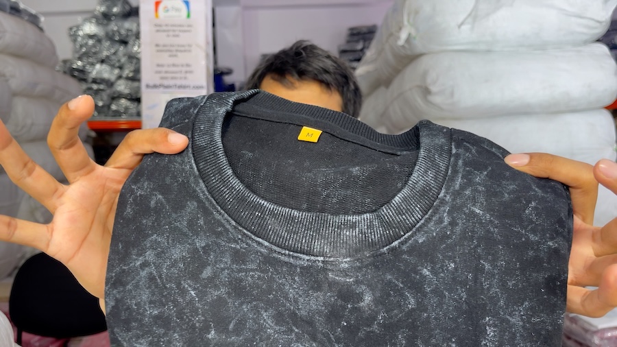 Acid Wash T-Shirt Close-up View