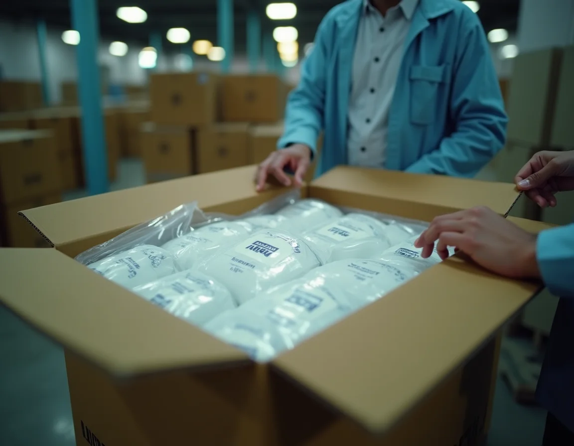 Plain t-shirt packaging process showing individual polybag sealing with MRP tag and barcode for Flipkart compliance