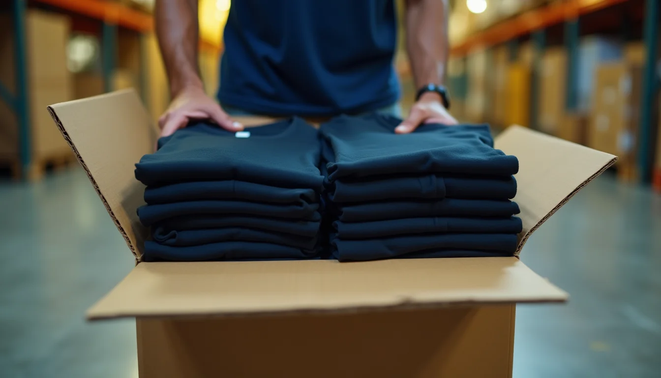 Navy blue and black t-shirts comparison showing color code importance in bulk orders
