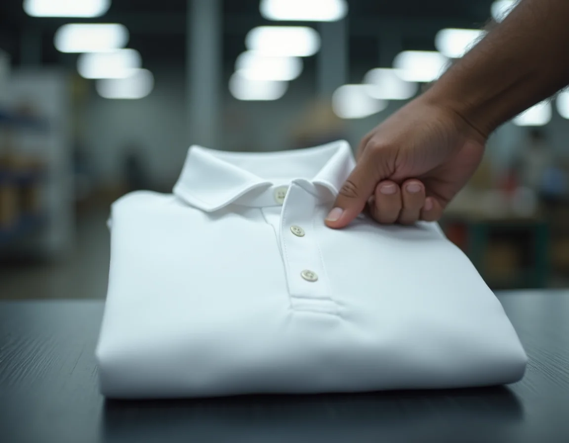 220 GSM polo t-shirt with rib collar showing shape retention after multiple washes — bulk polo quality check