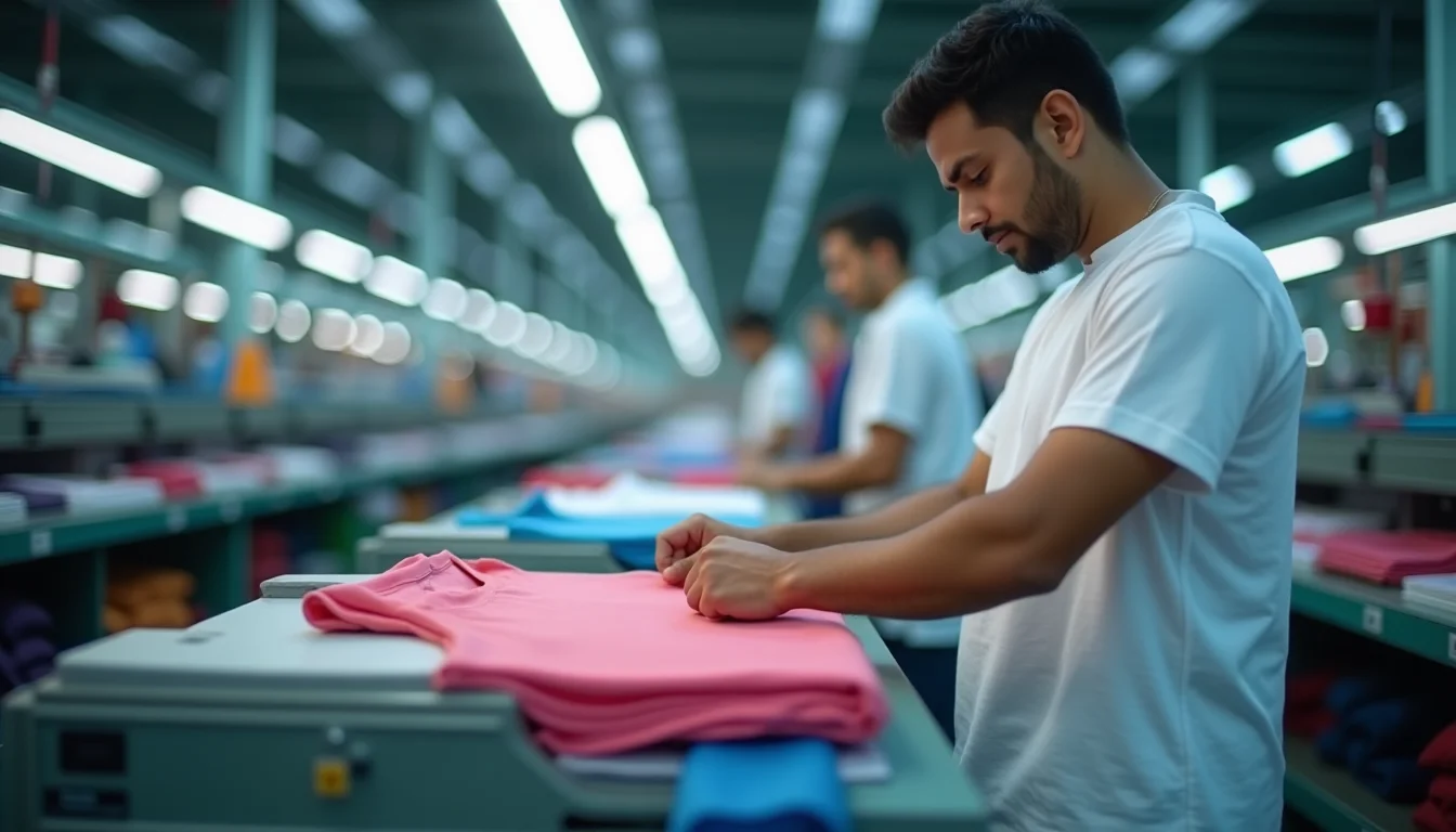 Bulk plain t-shirts stacked in Delhi warehouse ready for Raksha Bandhan dispatch — BulkPlainTshirt.com