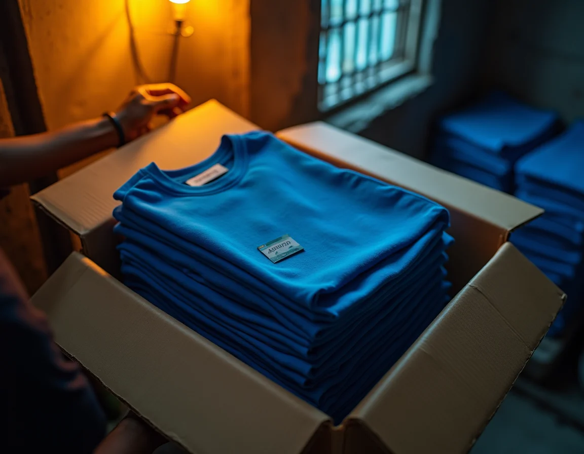 Quality control process for royal blue oversized t-shirts in manufacturing