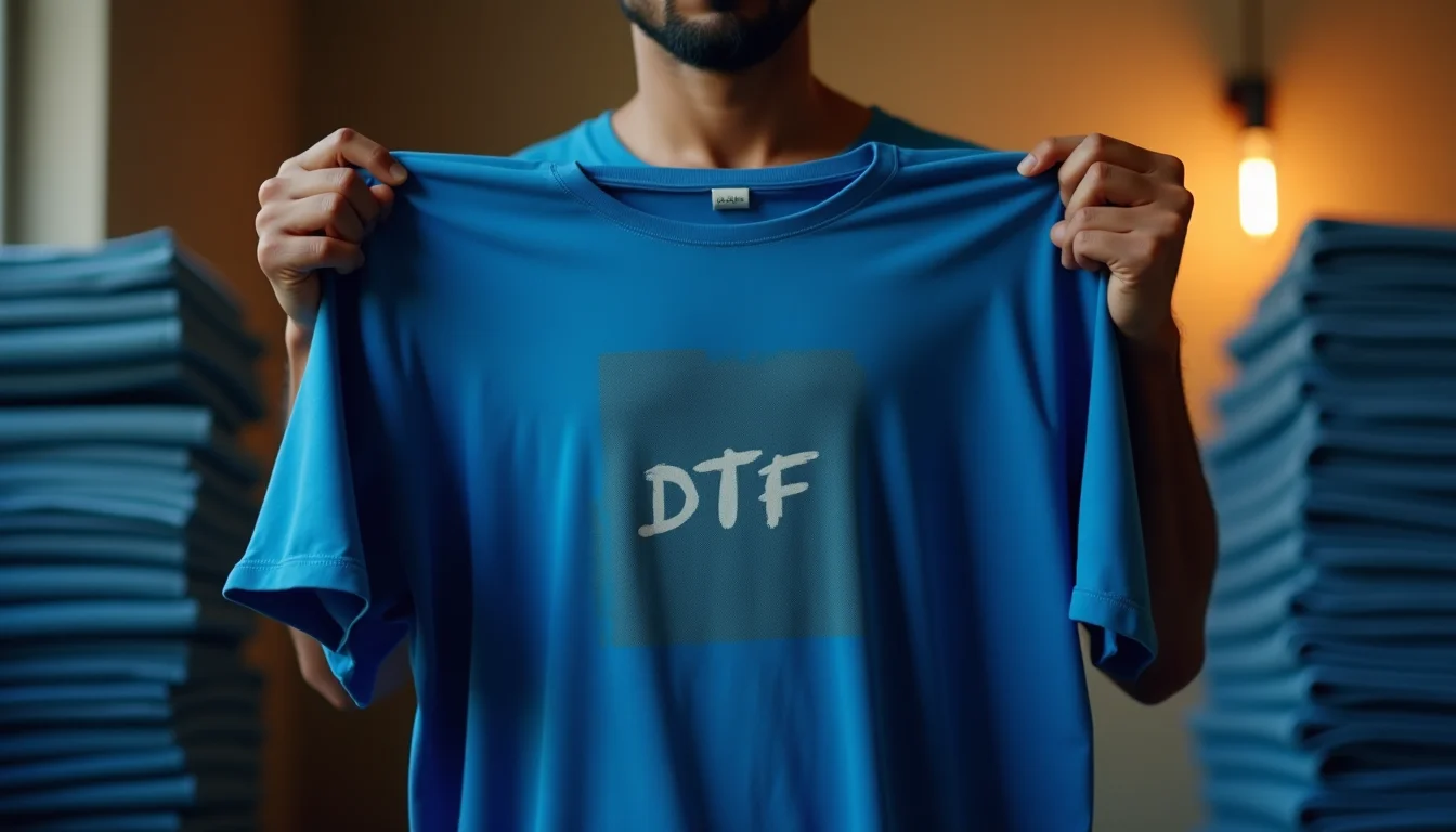 240 GSM royal blue oversized t-shirt color fade after DTG and DTF printing — wash test and reactive dye comparison