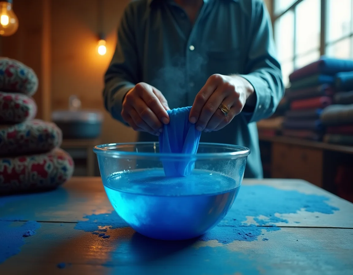 Royal blue 240 GSM t-shirt wash test showing colour difference between reactive dye and poorly fixed dye batches