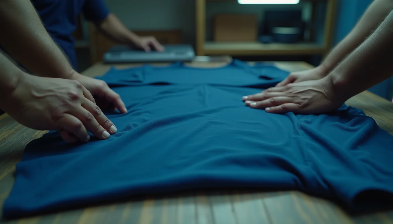 Same colour navy blue t-shirts from two vendors — reactive dyeing vs pigment dyeing quality comparison