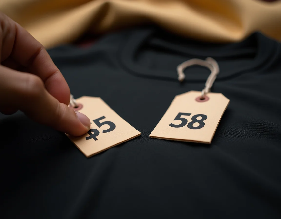 B2C retail t-shirt pricing breakdown showing individual packaging and handling costs