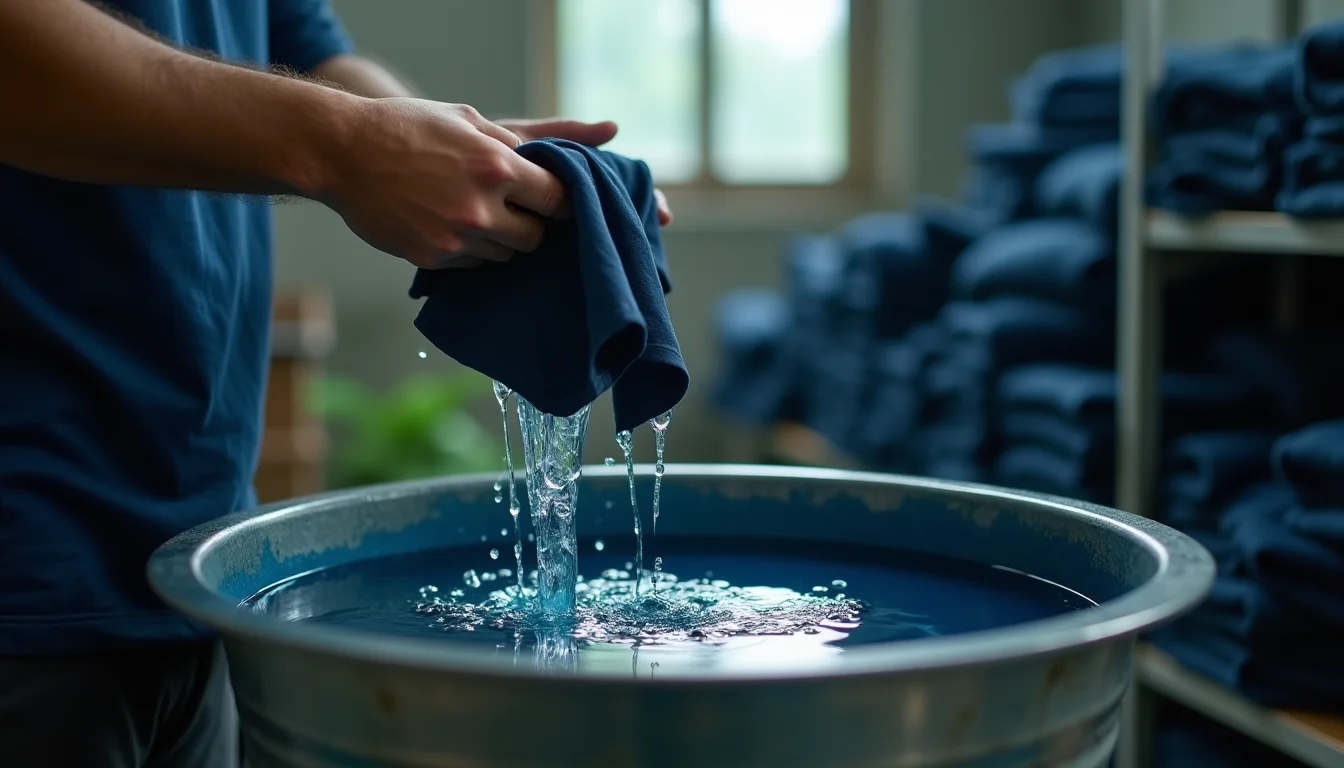 T-shirt colour bleeding test using white cloth and water — fabric bleeding check before bulk order in monsoon