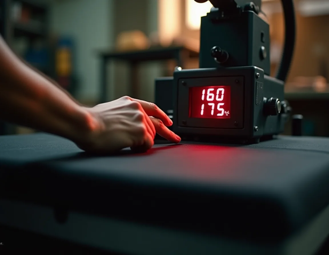 DTF printing process showing temperature and pressure settings