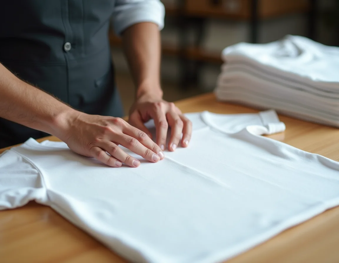 Bulk plain white and off-white t-shirts ready for custom printing businesses