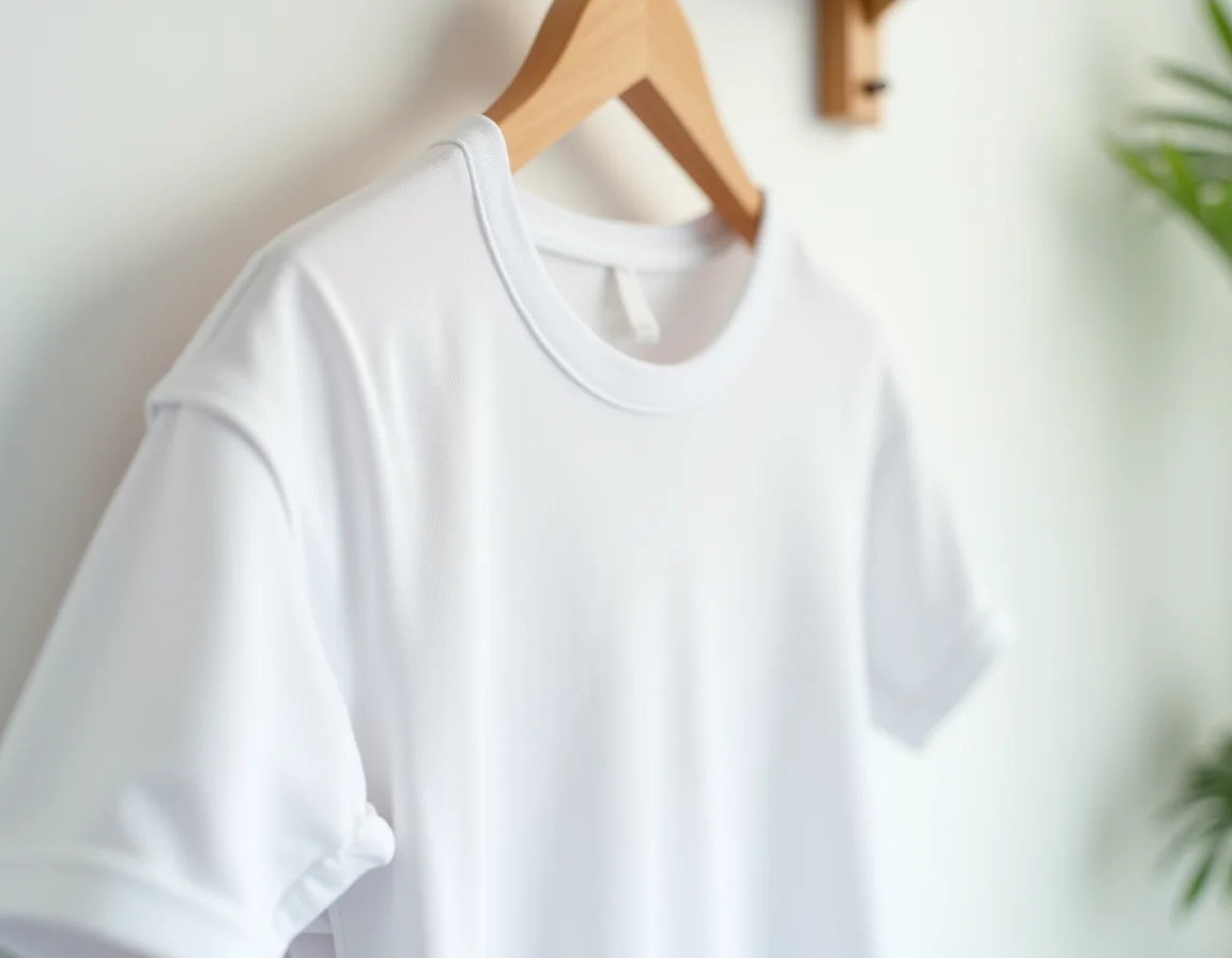 Professional care label with washing instructions attached to printed t-shirt