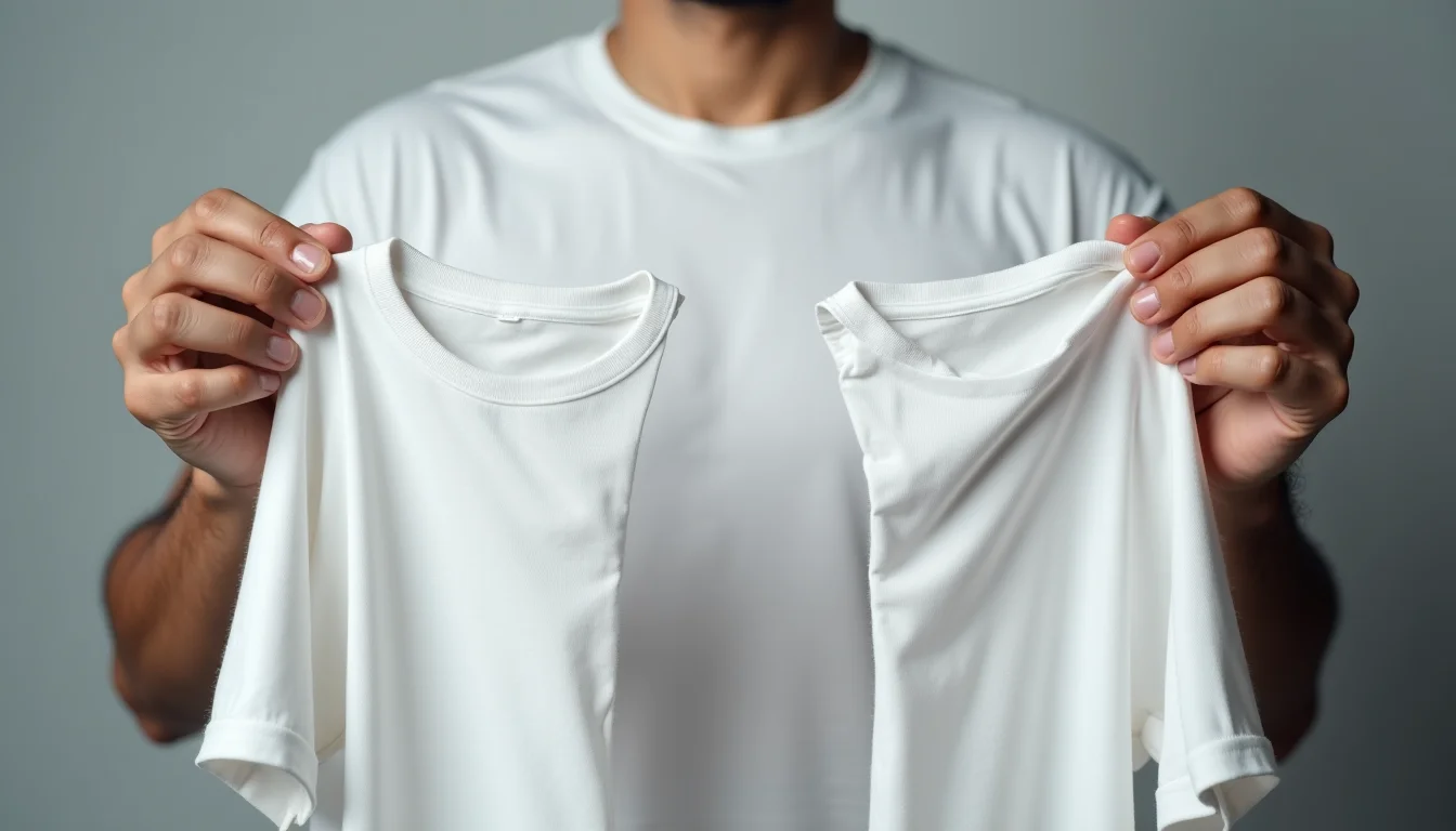 Biowash treatment process for premium quality plain t-shirts showing the difference in fabric texture and smoothness