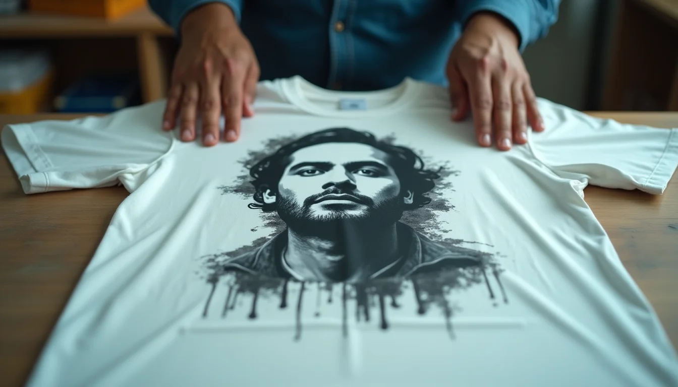 Screen printing mesh count comparison showing fine detail vs blurred print on plain t-shirts